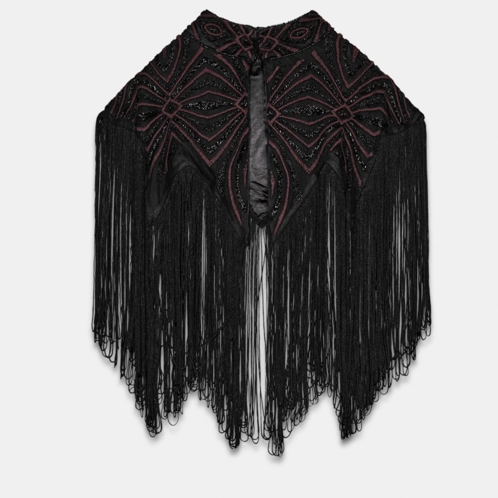 ISO Zara Beaded Fringe Tulle Top